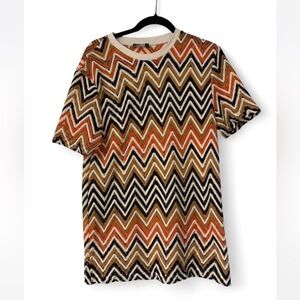 ASOS Zigzag Pattern Short Sleeve Tee - Orange, Black, Cream